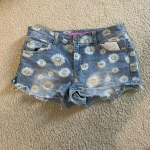 Jean Shorts with Flower Print